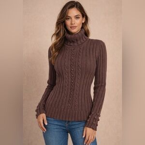 Vintage Y2K Jessica Sport Cable Knit Turtleneck Sweater